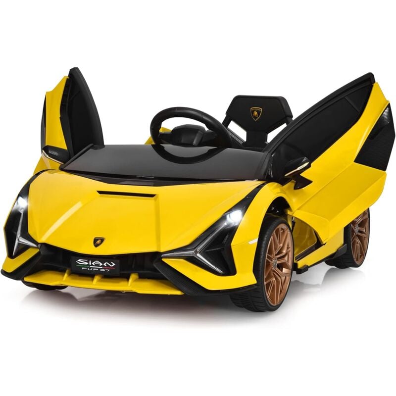 Lamborghini Voiture Électrique 12V Enfants avec Télécommande 2,4G 2 Portes Papillons Démarrage Progressif & Musique Charge 25kg pour Enfant 3-8 Ans,