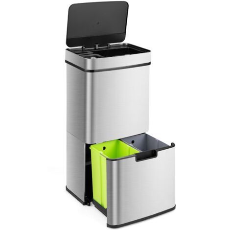 COSTWAY Large Kitchen 72L Stainless Steel Trash Can Motion Sensor Garbage Bin