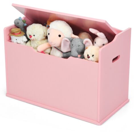 COSTWAY Large Wooden Toy Box Lift-Top Storage Chest Toy Organizer w/ Seating Bench