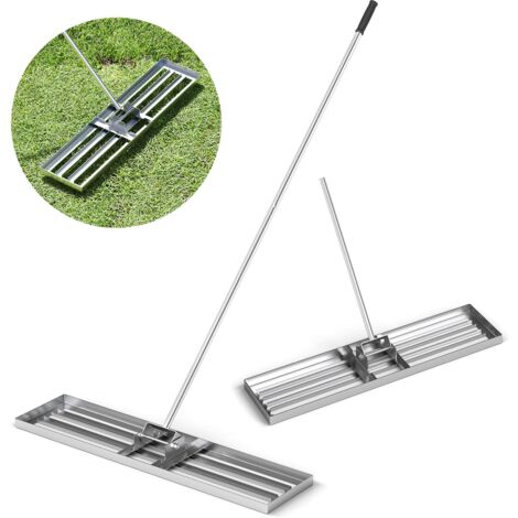 COSTWAY Lawn Leveling Rake Heavy Duty Level Lawn Tool w/Ergonomic Handle-Silver
