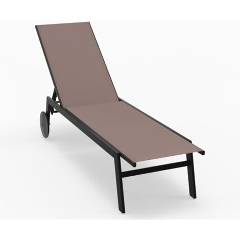 COSTWAY Lettino Prendisole da Giardino, Sdraio da Patio con Schienale Regolabile a 6 Posizioni, Tessuto Traspirante, 2 Ruote, per Piscina, Terrazza e Giardino, Portata 150 kg (Marrone,1)