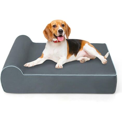COSTWAY Letto Ortopedico per Cani Grandi, Lettino per Animali Domestici in Schiuma di Memoria con Poggiatesta, Copertura Rimovibile e Lavabile e Fondo Antiscivolo per Cani Anziani con Artrite