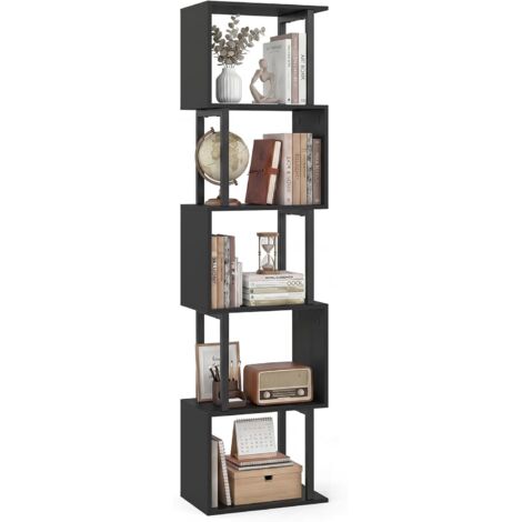 COSTWAY Libreria a 5 Livelli in Legno,Struttura in Metallo,per Camera Ufficio,38x23x147 cm,Nero