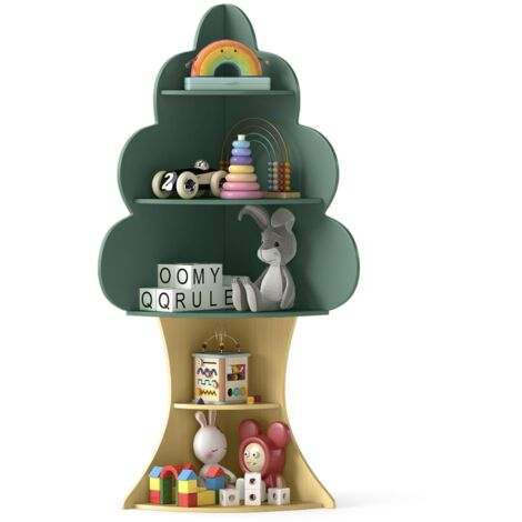 COSTWAY Libreria ad Albero per Bambini, Espositore per Libri a 5 Livelli con Anti-Ribaltamento, Libreria Angolare Salvaspazio per Camera da Letto Sala Giochi Asilo e Aula