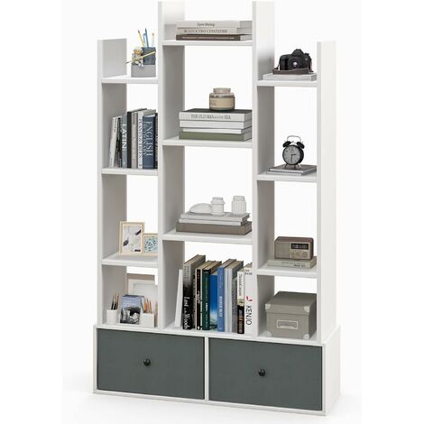 WOLTU Libreria scaffale 6 scomparti colore Bianco. 90.3x29.1x90.3cm