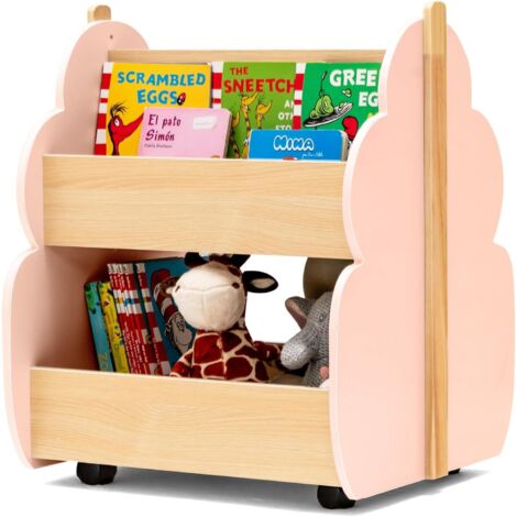 COSTWAY Libreria per Bambini in Legno, Scaffale di Stoccaggio a 2 Livelli per Bambini e Bambine, Organizzatore di Libri e di Giocattoli, Ideale per Caremetta e Nido, 52 x 46 x 62,5 cm (Rossa)