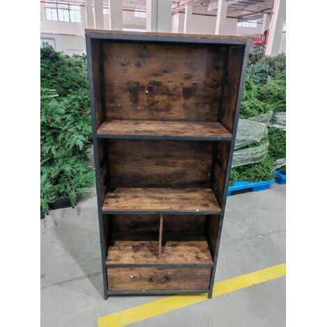 COSTWAY Libreria Scaffale a 3 Livelli,Mobile Alto Dispositivi Antiribaltamento,Marrone