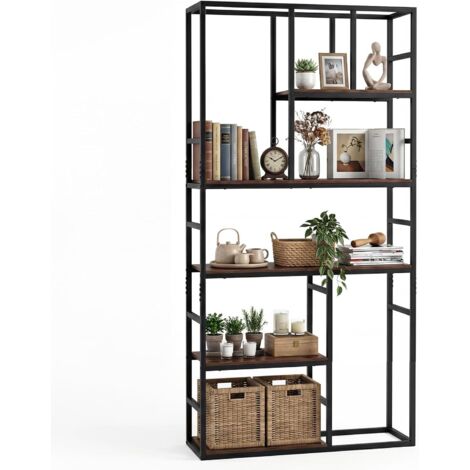 COSTWAY Libreria Scaffale,5 Ripiani Metallo 90x30x180cm, Mensola Aperta, per Soggiorno,Ufficio
