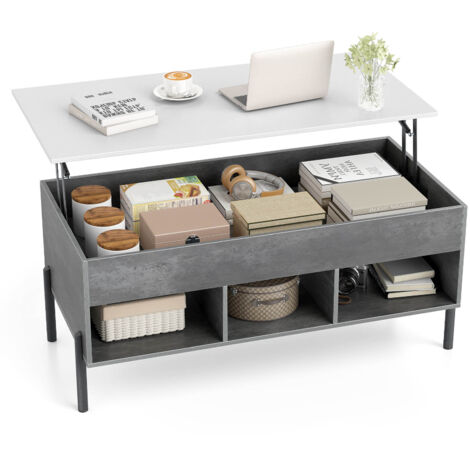 COSTWAY Lift Top Coffee Table Central Table w/Lifting Tabletop-Grey