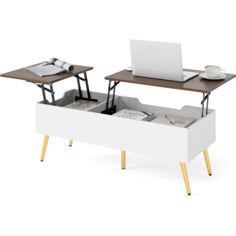 COSTWAY Lift Top Coffee Table Modern Center Table w/Storage Compartments-Walnut