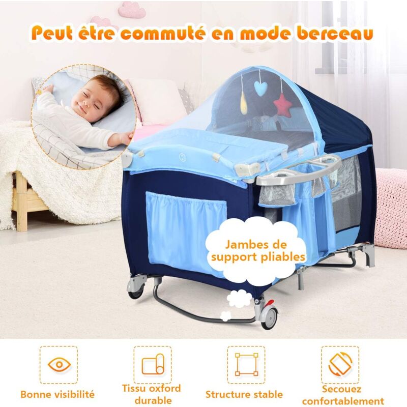 Costway Lit Bebe Parapluie Avec Matelas Lit Pour Bebe Avec Moutiquaire 1 X 60 X 76 Cm Noir La Chambre De Bebe Bebe Puericulture