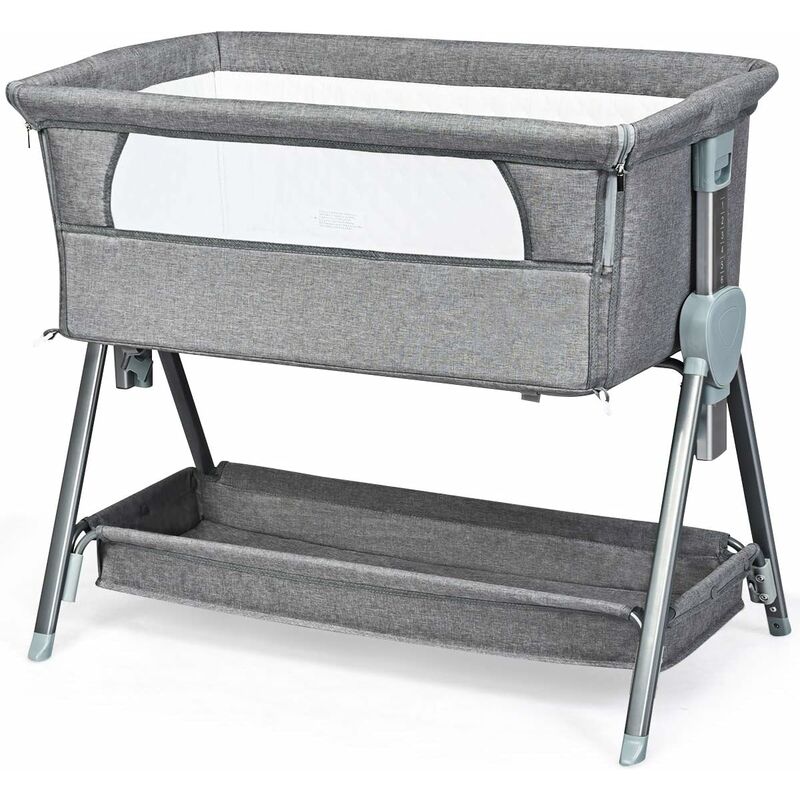 Costway - Lit d'Appoint Portable 2 en 1 pour Bébé 0-6 Mois Jusqu'à 15KG Hauteurs Réglables avec Matelas Amovible 3,5CM Ceinture de Fixation Panier de