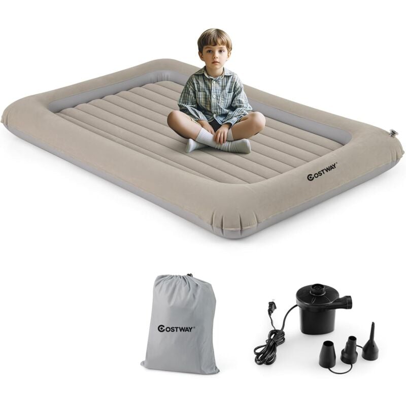 Lit de Voyage Gonflable Enfant avec Matelas Pneumatique & Amovible, Lit Gonflable en pvc avec Sac de Transport, Rebords Surélevés, Charge 150kg pour