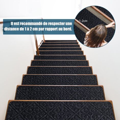 Costway – Lot de 15 marchettes d'escalier antidérapantes 20 x 76 cm – Tapis de protection autocollants – Sécurité enfants, personnes âgées, animaux – Lavables