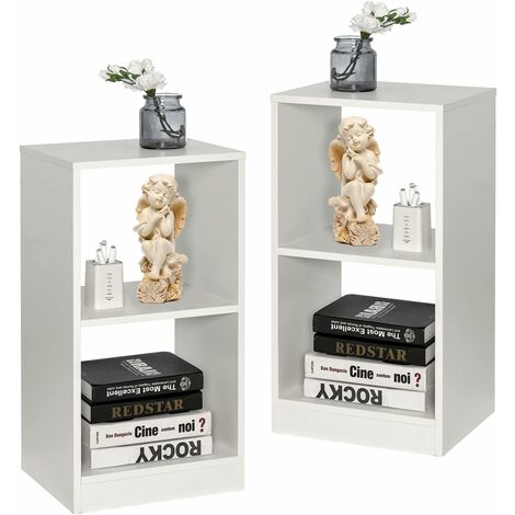 COSTWAY Lot de 2 Bibliothèques à 2 Niveaux, Étagère de Rangement avec 2 Compartiments Ouverts pour Salon, Chambre, Bureau, Entrée, 38 x 33 x 72,5 cm