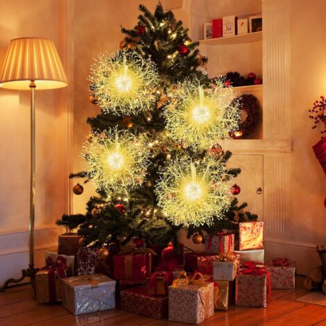 COSTWAY Lot de 2 Boules Lumineuse, Décoration Noël Extérieur Intérieur, 1488 Lumières LED, Lampes Noël Suspendre en Forme de Pissenlit, Décorations Fêtes pour Arbre, Jardin, Salon, Ø54 cm + Ø44 cm