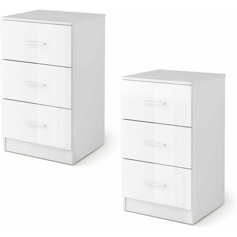 Costway - Lot de 2 Caisson de Bureau Meuble de Rangement avec 3 Tiroirs pour Feuilles A4, Lettre,Dossiers et Documents 37 x 34 x 66,5 cm Blanc
