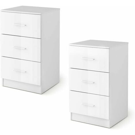 COSTWAY Lot de 2 Caisson de Bureau Meuble de Rangement avec 3 Tiroirs pour Feuilles A4, Lettre,Dossiers et Documents 37 x 34 x 66,5 CM Blanc