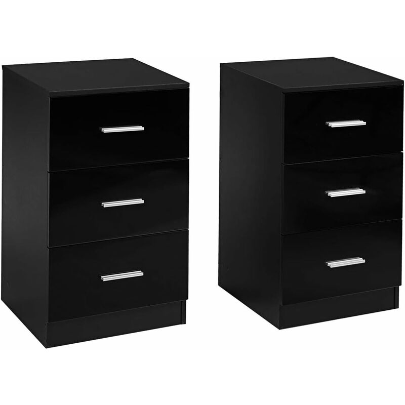 Costway Lot De 2 Caisson De Bureau Meuble De Rangement Avec 3 Tiroirs Pour Lettre Dossiers Et Documents Noir Hw64165bk 2