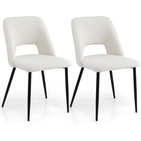 Costway – Lot de 2 chaises de salle à manger en velours – Dossier ergonomique ouvert – Structure en métal – Hauteur d'assise 49 cm – Beige