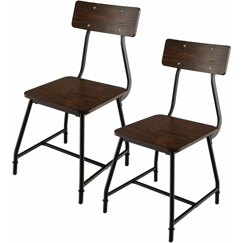 Costway - Lot de 2 Chaises de Salle à Manger/Chaise Cuisine avec Structure en Métal, pour Cuisine, Coin Repas, Restaurant, Marron