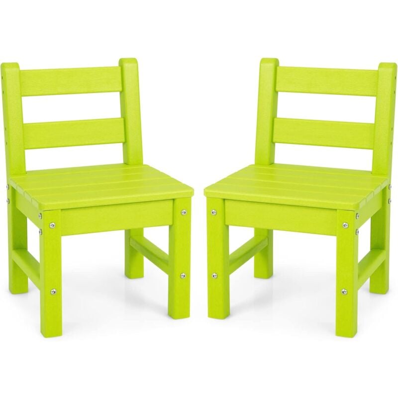COSTWAY Lot de 2 Chaises pour Enfants en Plastique PE - 34 x 33 x 57 cm (L x l x H) Vert
