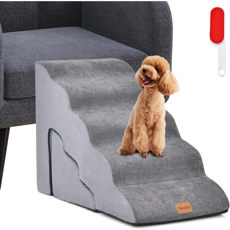 Lot de 2 Escaliers pour Chien à 5/3 Marches, Rampe pour Animaux de Compagnie en Éponge de Haute Densité, Échelle pour Chien Antidérapante avec Housse