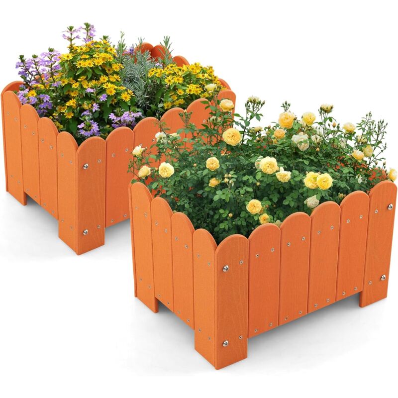 Lot de 2 Jardinière Rectangulaires en hdpe Résistant aux Intempéries, Lit de Jardin Surélevé avec Trous de Drainage pour Culture Fruits Légumes, pour