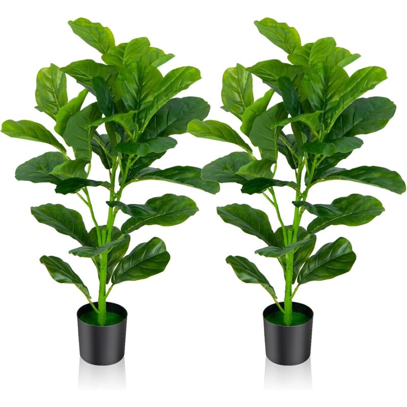 Costway - Lot de 2 Plantes Artificielles en Pot Hauteur 185CM/Olivier Artificiel 1296 Feuilles en Soie 72 Fruits avec Base de Ciment Décoration pour