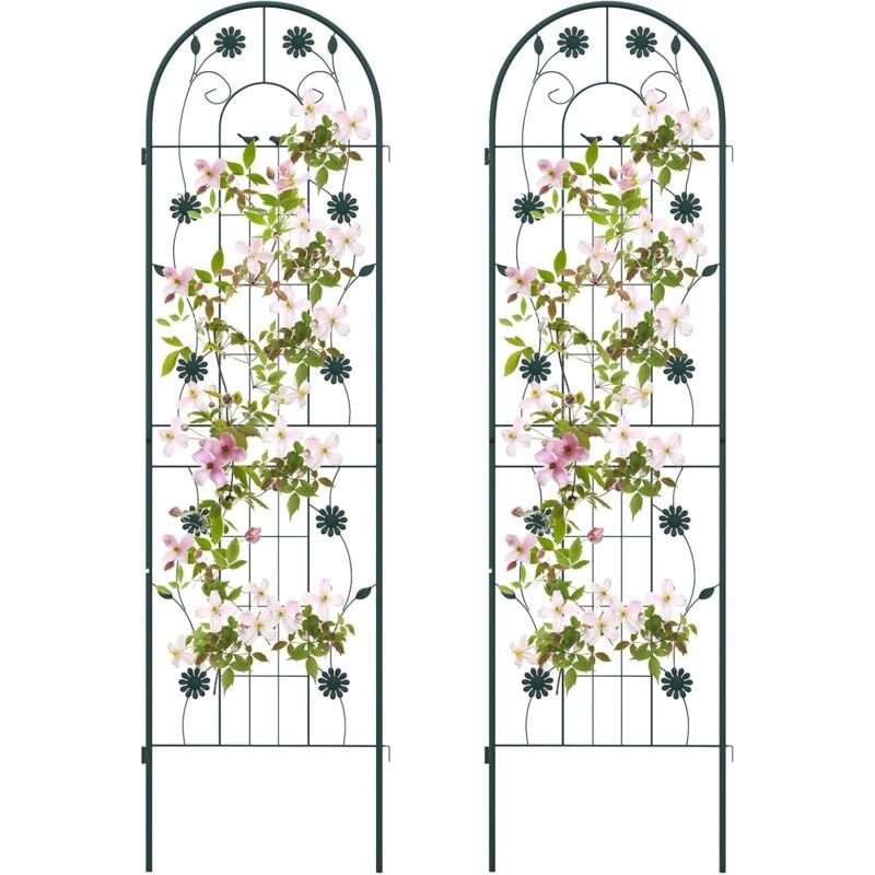 Costway - Lot de 2 Treillis de Jardin en Métal 180 x 50 cm, Clôture Décorative pour Plante Grimpante, Grille Fleurs Antirouille pour Jardin, Cour,