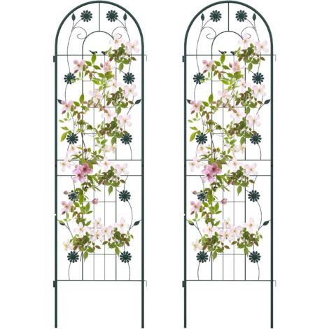COSTWAY Lot de 2 Treillis de Jardin en Métal 180 x 50 cm, Clôture Décorative pour Plante Grimpante, Grille Fleurs Antirouille pour Jardin, Cour, Patio, Vert