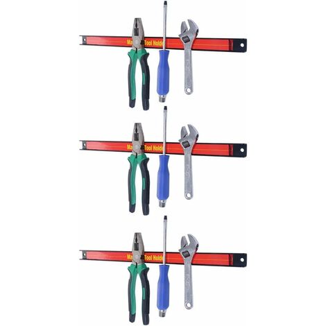 Costway – Lot de 3 barres magnétiques professionnelles 46 cm – Charge max. 10 kg par barre – Acier au carbone – Installation facile avec vis incluses