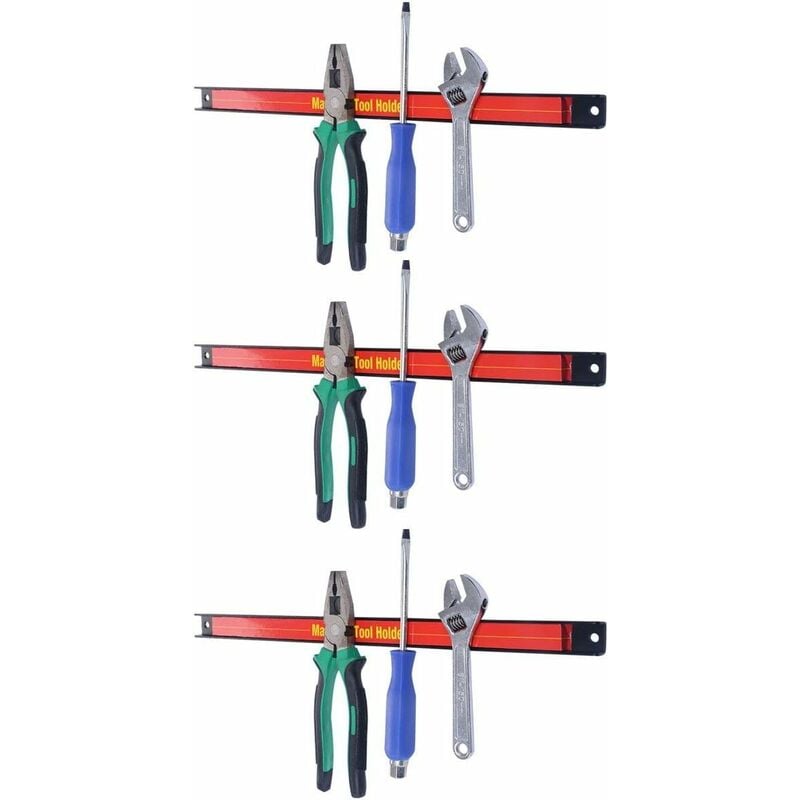Costway - Lot de 3 Barres magnétiques Professionnelles Porte Outil avec une longueur de 46 cm et Charge max. 10 kg pour Chaque Barre