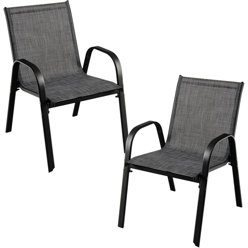 Lot de 2 Chaise de Jardin Exterieures Empliables, Fauteuil de Jardin Tissu Respirant et Structure Robuste, Chaise Exterieure pour Balcon, Piscine,