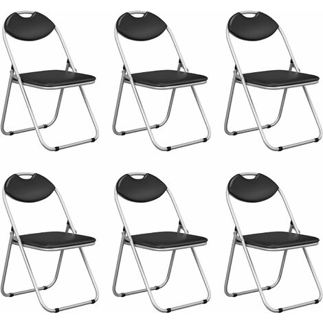 COSTWAY Lot de 6 Chaise Pliante en Métal, Chaise Visiteur Pliable Rembourré avec Poignée, Charge 115 kg, sans Assemblage, Noir