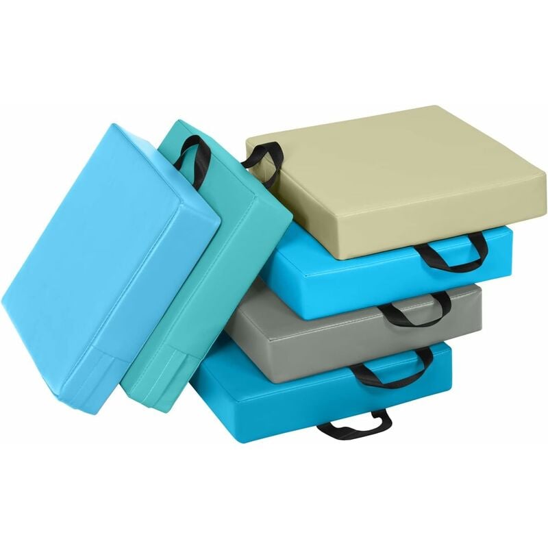 Costway - Lot de 6 Coussins de Chaise pour Enfant avec Poignées Portable Coussins D'assise Carrés 38 x 38CM Multicolores Réhausseur Coussin avec