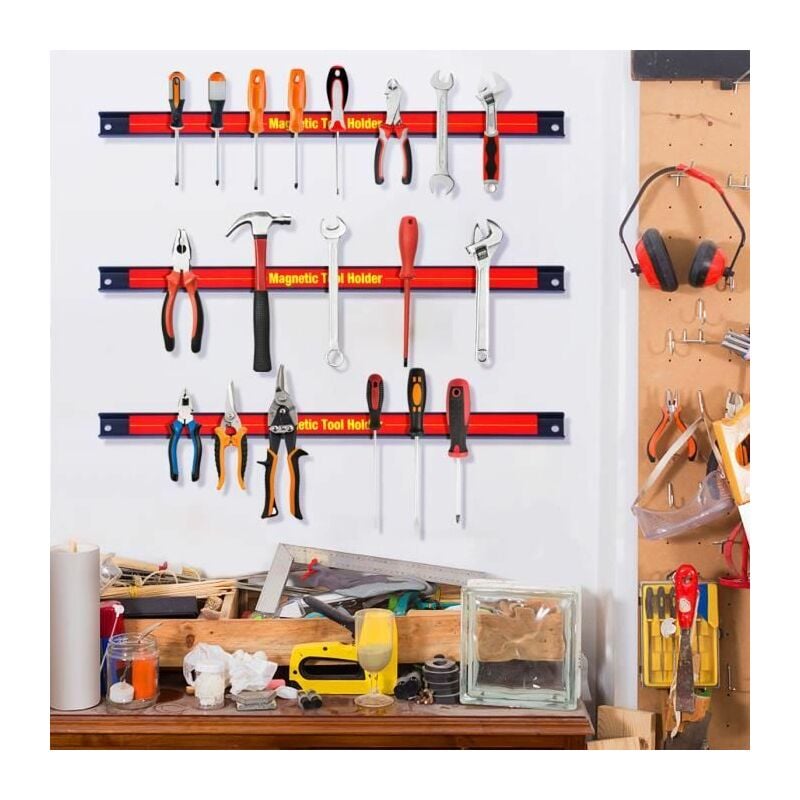 Costway - Lot de 6 Porte-outils Magnétiques en Acier 46CM Charge Chacune Maximale 10KG pour Maison,Garage,Cave,Atelier
