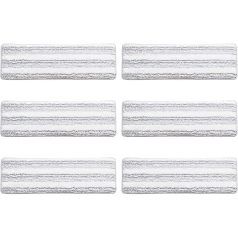 COSTWAY Lot de 6 Serpillières en Microfibre Haute Absorption, Tampons Lavables Réutilisables, Recharges Compatibles avec Balai Plat pour Sols Durs et Carrelage
