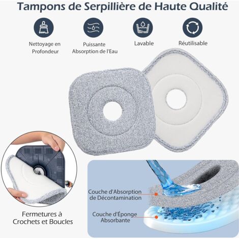 COSTWAY Lot de 6 Serpillières Microfibres Réutilisables, Lingette de Rechange Amovible, Tampons pour Lavage Humide, Compatibles avec Balais-ramasseurs (Pro 6 Serpillières)
