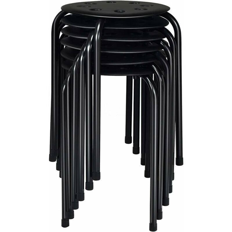 Costway - Lot de 6 Tabourets Empilables, Tabourets de Bars Ronds Structure en Métal en Forme de x, Tabourets Gigognes pour Enfants et Adultes,