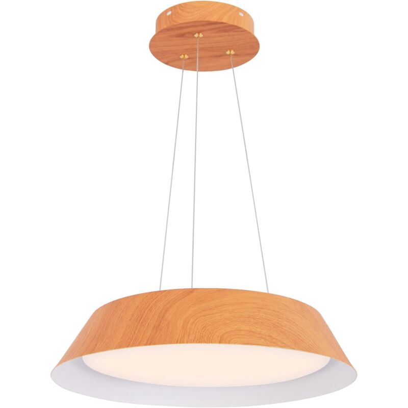 Lustre Suspension Moderne, Luminaire Suspendu led à Lumière Chaude 3000 k, Plafonnier à Suspendre avec Grain de Bois, pour Salle à Manger, Chambre,