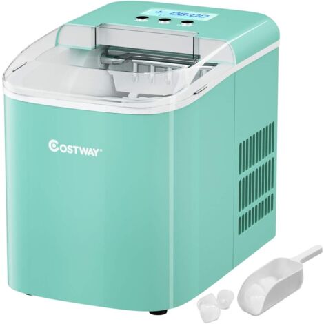 COSTWAY Machine à Glaçons 12KG/24H 2 Tailles de Glaçons 2,1L Réservoir 9pcs en 7 Minutes Pelle Panier Amovible Comptoir Maison Vert