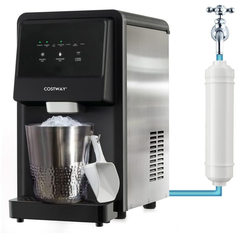 Machine à Glaçons avec Filtre à Eau, 27kg/jour Stockage 4 kg, Machine à Pépites Autonettoyage pour Maison/Bureau/Bar - Costway