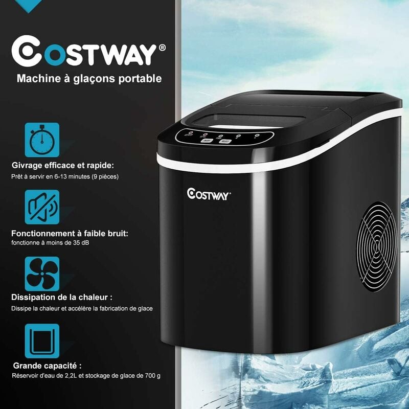 Machine à glace machine à glaçons Noir - Costway