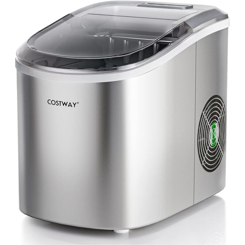 COSTWAY Machine à Glaçons Portable 12 kg/24H 2 Formats de Glaçons 6-13 Minutes Réservoir d'Eau 2,2 L avec Pelle Panier Amovible Gris