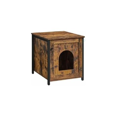 Costway – Maison de toilette pour chats 50x53x55cm – Meuble à litière en MDF et métal – Cadre robuste avec pieds réglables – Entrée en forme de tête de chat