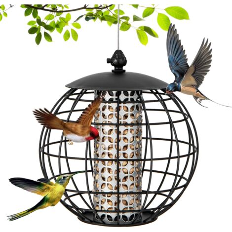 Costway – Mangeoire à oiseaux suspendue en métal – Résistante aux intempéries – Capacité 3 kg – Design anti-écureuil en filet sphérique – Décoration jardin