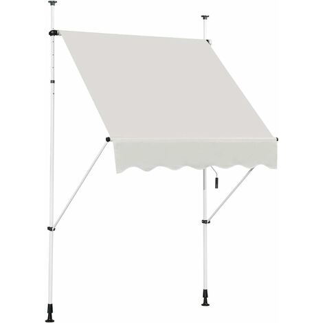 COSTWAY Markise Klemmmarkise Sonnenschutz, Balkonmarkise hoehenverstellbar 200-300cm, Sonnenmarkise mit Handkurbel ohne Bohren 150cm breit, beige