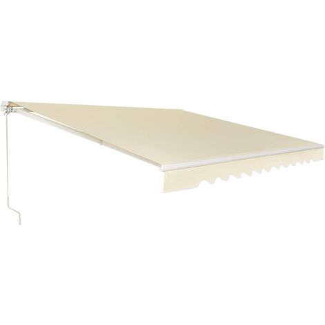 COSTWAY Markise mit kurbel, Balkonmarkise Sonnenschutz, Gelenkarmmarkise Sonnenmarkise Terrassenmarkise, Klemmmarkise für Balkon und Veranda 400x250cm, Beige