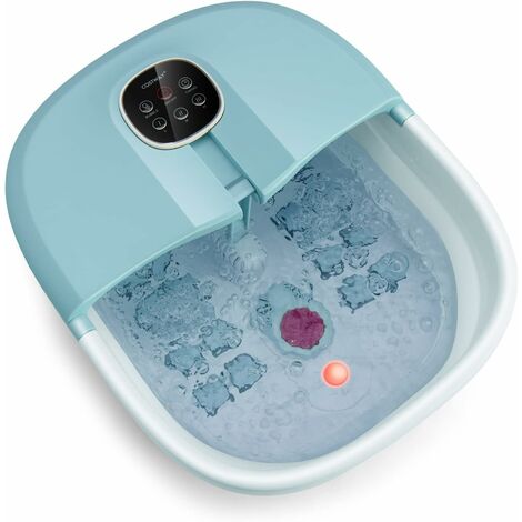 COSTWAY Masajeador Plegable para Pies con Calentamiento/Cubeta Pediluvio con Mando, Masaje con Burbujas, Masaje con Rodillo, Caja, Piedra Pómez y 3 Temperaturas Regulables (Azul)